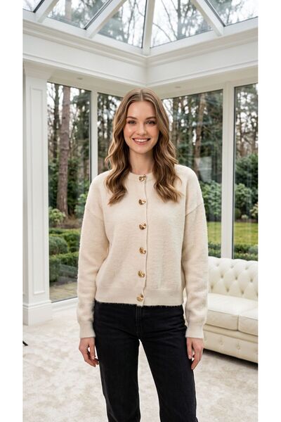 AYMİSS Stylish Cardigan with Metal Buttons