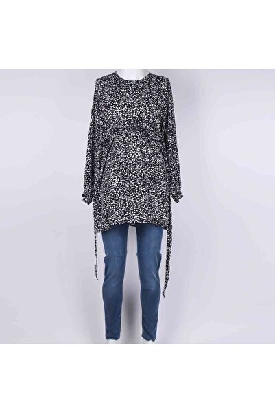 bebegen Black and White Patterned Chiffon Maternity Tunic