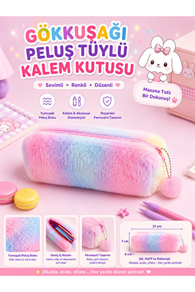 synshop Kawaii Rainbow Pastel Pink Purple Color Pencil Holder Pencil Case Mak...
