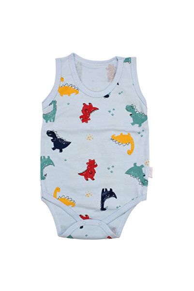 bebegen Baby Boy Blue Colorful Dino Printed Strap Bodysuit