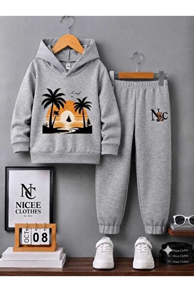 NC Nicee Clothes Children's Tracksuit Set Unisex (Nc Ada Sunset Print Winter)