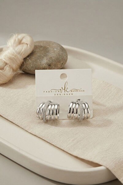 norsary Silver Color Brass Cage Model Hoop Earrings