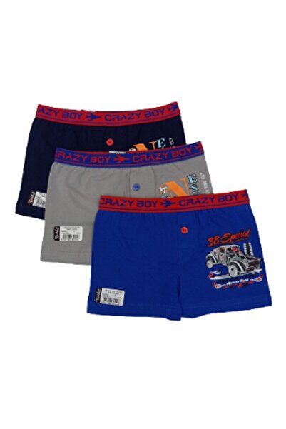 Zulu Ticaret Tutku-Boy's Mixed Color Printed 3-Piece Boxer Set