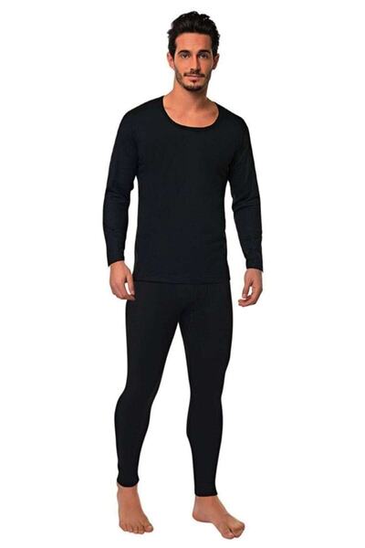 Zulu Ticaret Tutku-Muški zimski termo topli leggins i potkošulja set crni