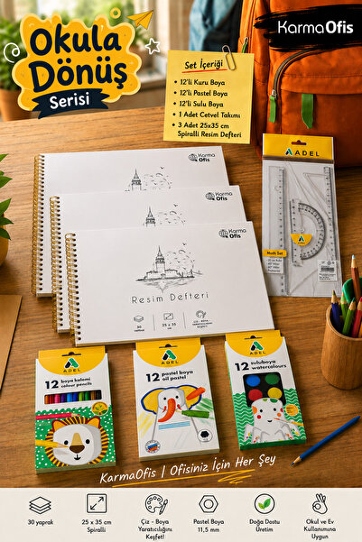 Adel Back to School Series Student Drawing and Painting Set – Dry Paint, Wate...