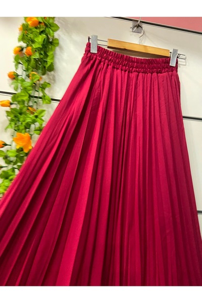 edu collection Chiffon Bell-Bottom Skirt Lined Red