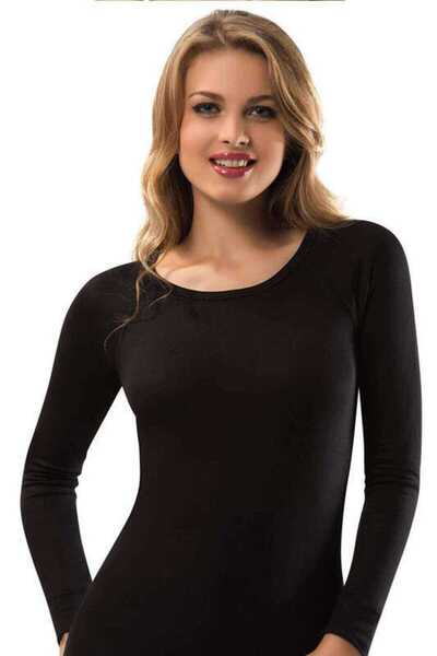 Zulu Ticaret Tutku-Women's Winter Thermal Warm Underwear Undershirt Black
