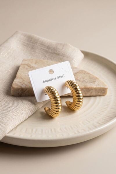 norsary 316L Steel Gold Color Curved Croissant Model Earrings
