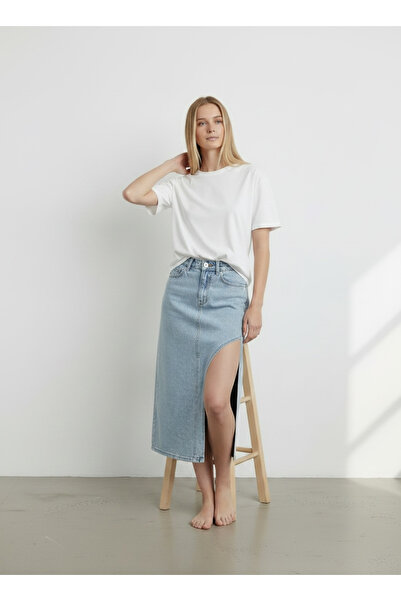 MARVİTA Kadın Açık Mavi Denim Uzun Etek