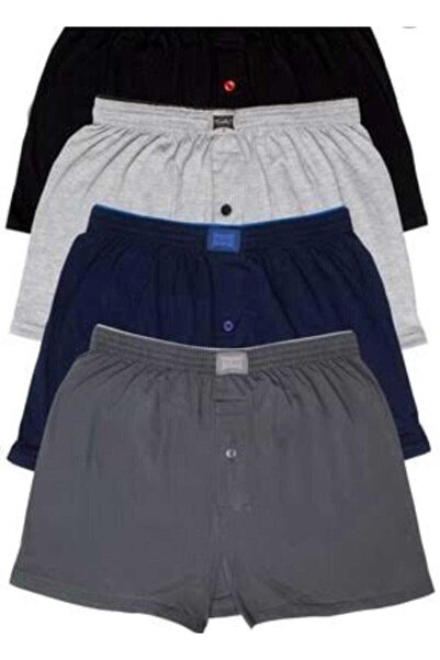Zulu Ticaret Tutku-Men's White Mixed Color Combed Cotton Plain Boxer 5 Pieces...