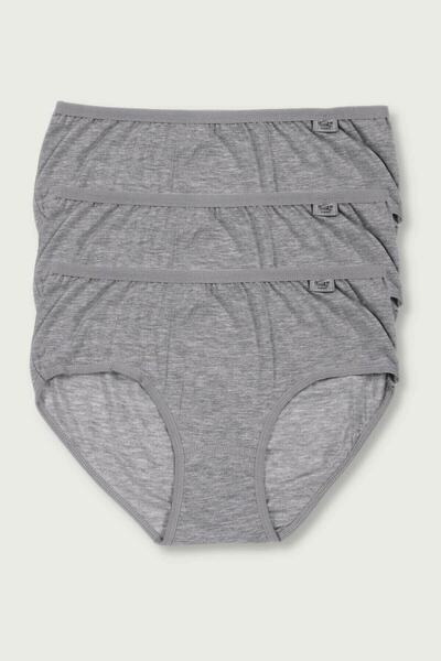 Zulu Ticaret Tutku-Women's Gray 3-Pack Elastane Bato Panties