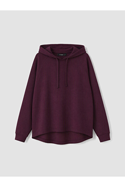 LC Waikiki Bordo Büyük Beden Kadın Hoodie