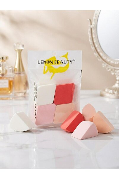HASSANCO طقم إسفنجات المكياج الهندسية 4 قطع - Lemon Beauty