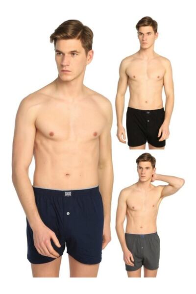 Zulu Ticaret Tutku-Men's Black Combed Cotton Buttoned Boxer Color 5-Pack