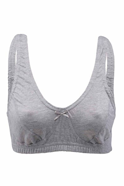Zulu Ticaret Tutku-2 Pieces Gray Color Combed Cotton Bady Bra