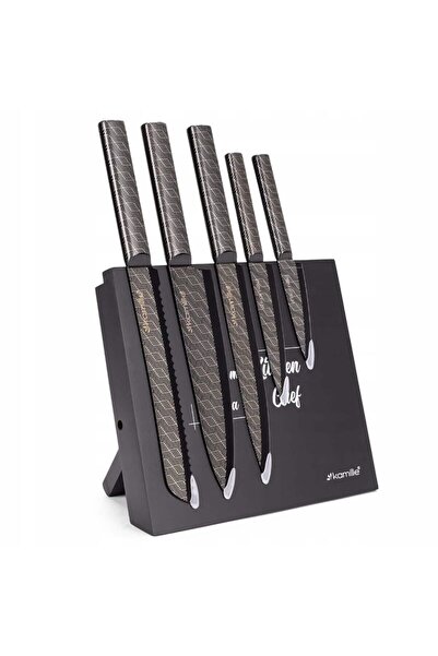 Kamille Set de cuțite din 6 piese, lame din oțel inoxidabil, suport magnetic, modern