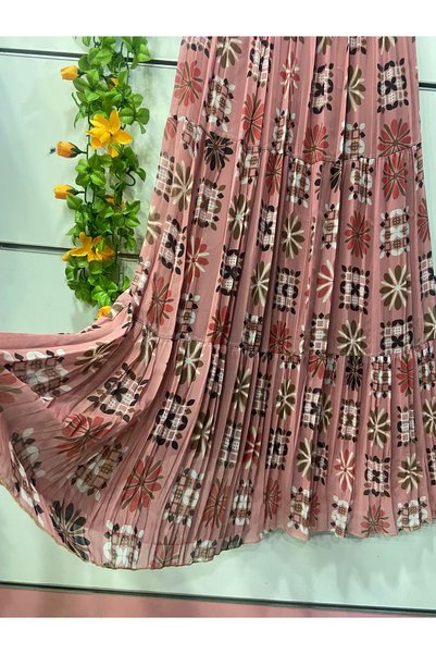 edu collection Patterned Chiffon Skirt with Lining