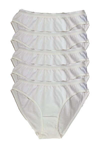 Zulu Ticaret Tutku-Women's Cream Combed Cotton Bikini Panties 5-Pack