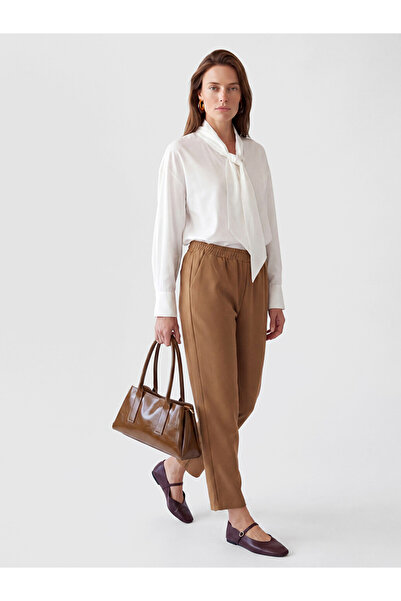 LC Waikiki Vizyon New Season Brown Women's Trousers with Elastic Waist