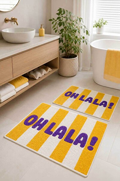 Nihai Ev Digital Non-Slip Washable Colorful Double Oh La La Bath Mat Bathroom...