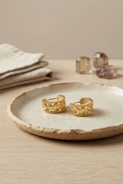 norsary 316L Steel Gold Color Coin Figured Earrings with Engraved Edges