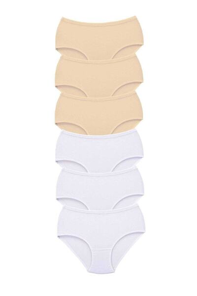 Zulu Ticaret Tutku-6 Pack White and Skin Color Women's High Waist Bato Thick ...