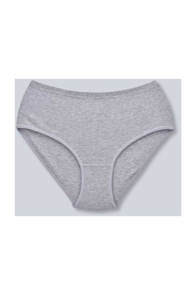 Zulu Ticaret Tutku-Women's Gray 6-Pack Cotton Ribbed Bato Panties