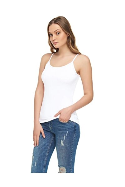 Zulu Ticaret Tutku-3 Pack Elite Thin Women's Undershirt with Rope Straps Cotton