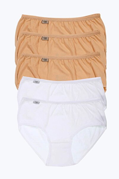 Zulu Ticaret Tutku-Women's 5-Piece Mixed Color Cotton Lycra High Waist Bato P...