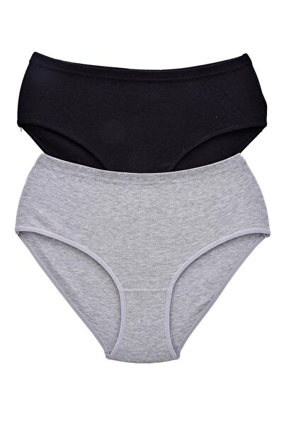 Zulu Ticaret Tutku-Women's Gray Ribana Bato Panties 12-Pack