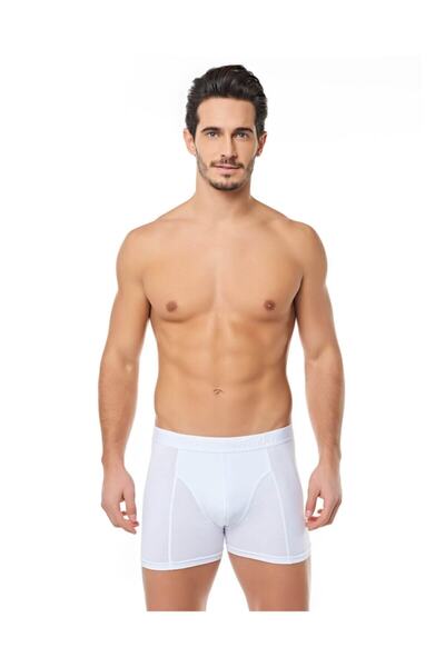 Zulu Ticaret Tutku-Men's Elastane Boxer - 3-Pack - White