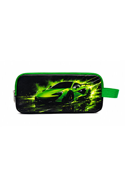 OMIX Original Neon Green Sports Car Patterned Double Compartment Pen Holder