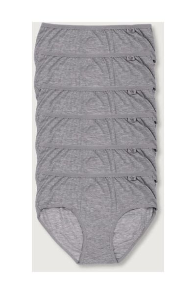 Zulu Ticaret Tutku-Women's Gray 6-Pack Lycra Bato Panties Elf568T0924Ccm6