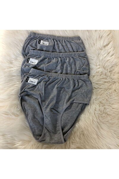 Zulu Ticaret Tutku-Women's Gray Ribana Bato Panties 3-Pack 922