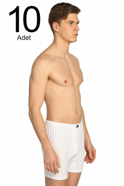Zulu Ticaret Tutku-Men's White 10-Pack Ribbed Long Underpants Elf568T0111Ccm10