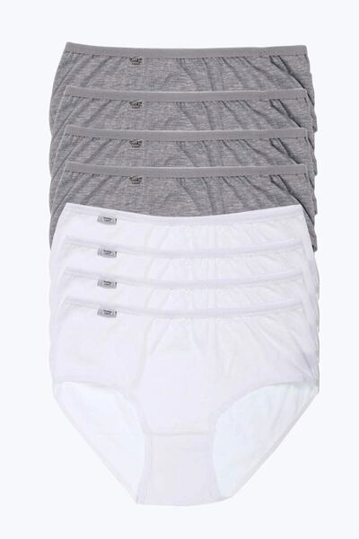 Zulu Ticaret Tutku-Women's White Gray 8 Pack Lycra Bato Panties