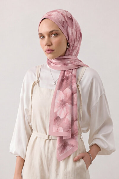 BONASERA EŞARP Women's Stylish French Silk Shawl 75X185 cm