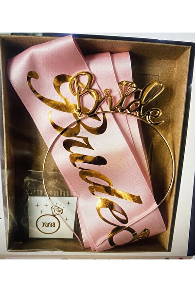 GOLDCENTER Pembe Gold Bride Bekarlığa Veda Seti – Mika Taç Kuşak ve Dövme Ava...
