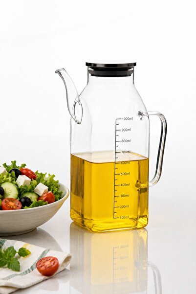 welcomein 1100 ml Cam Yağlık Ölçü Göstergeli Paslanmaz Çelik Kapaklı Akıtmaz