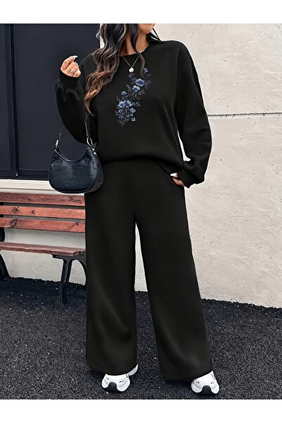 Deocept Women's Printed Top and Bottom Tracksuit Set Wide Leg Relaxed Fit