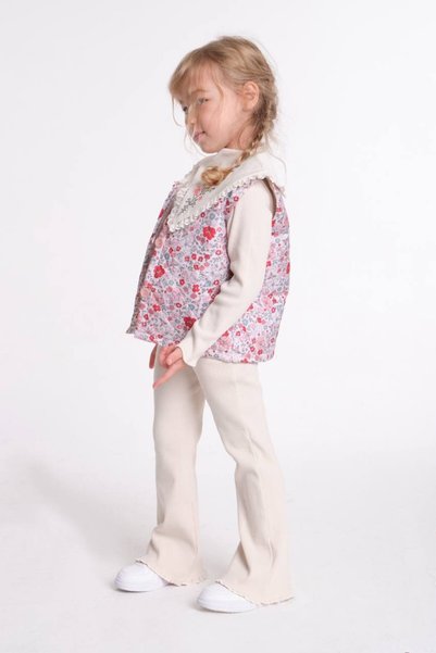 Sweet Luna Red Floral Quilted Embroidered Vest 3-Piece Camisole Set-1116