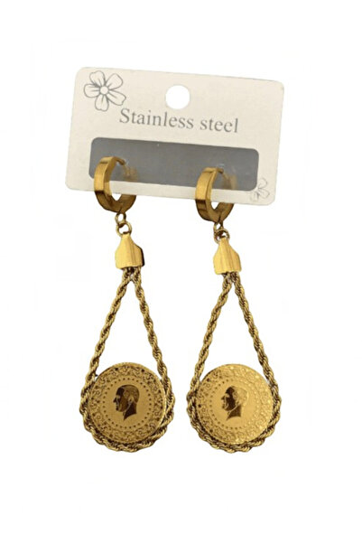 Alyas Aksesuar Stainless Steel Dangle Tura Earrings