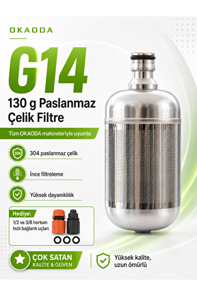 okaoda G14 paslanmaz çelik 130g filtre, tüm modelleriyle uyumludur ve 1/4" ve...