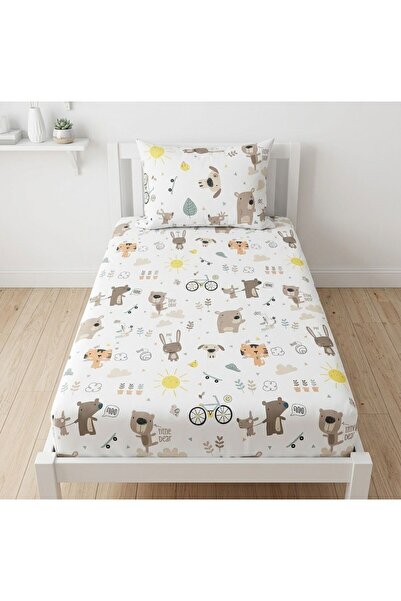 NİĞTEX Single Teddy Bear Patterned Elastic Sheet Set |   100 X 200 |   +1 Pil...