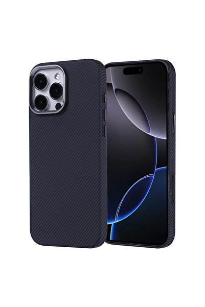 zore iPhone 16 Pro Max Kılıf Ultra İnce Magsafe Karbon Fiber Görünümlü İnce H...
