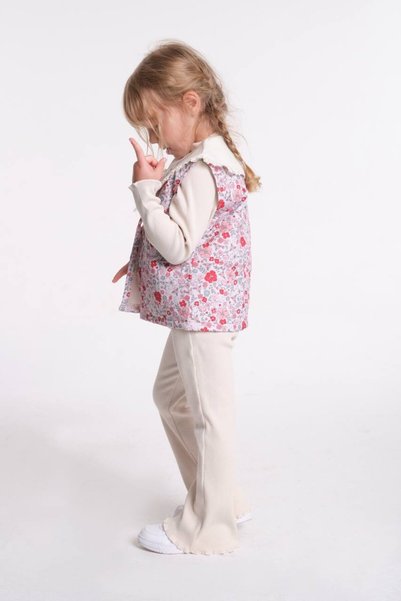 Sweet Luna Red Floral Quilted Embroidered Vest 3-Piece Camisole Set-1116