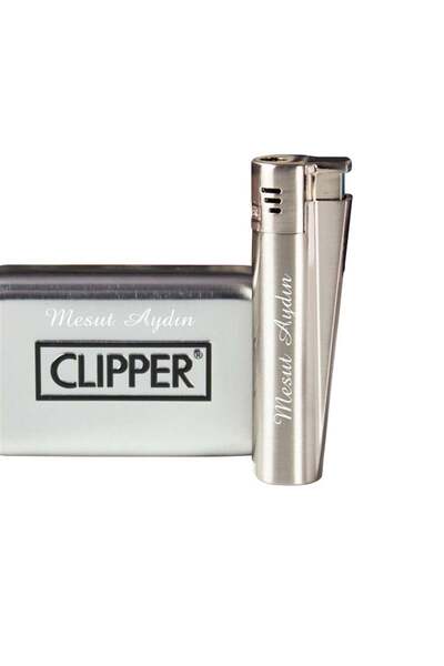 Clipper İsme Özel Marka Pürmüz Alevli Metal Çakmak-Renk Seçenekli