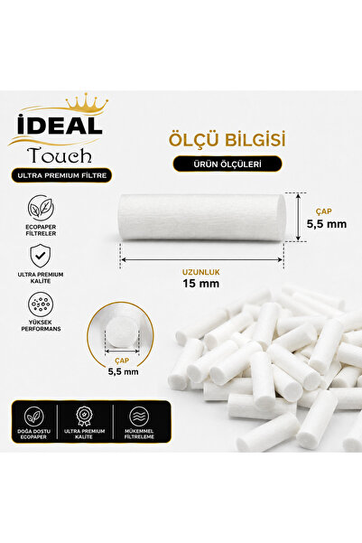 İdeal Pamuklu Filtre Ekstra Slim 5,5x15 mm 10 Paket 1500 Adet Ultra Premium