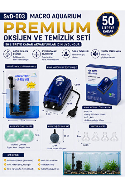 MACRO Svd-003 Akvaryum Premium Temizlik ve Oksijen Seti