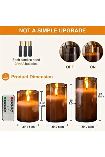 Generic Flameless Candle, Flashing LED Pillar Real Wax Candle with Remote Con...